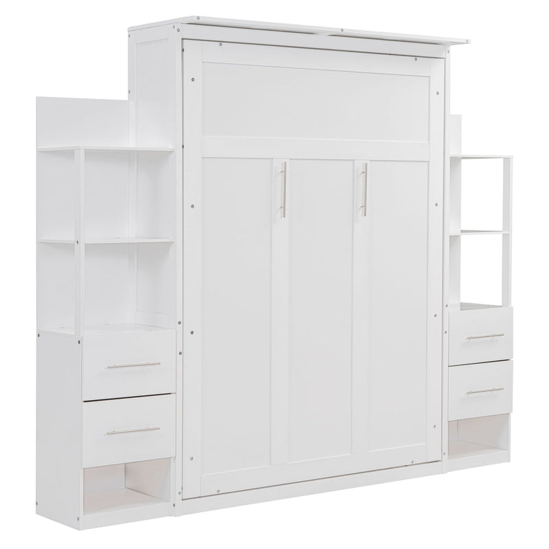 Murphy Wall Bed With Shelves, Drawers And LED Lights