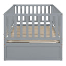 Daybed With Fence Guardrails And 2 Drawers, Split Into Independent Floor Bed & Daybed