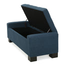 Empower - Button Tufted Waffle Upholstered Storage Ottoman With Wood Legs - Navy Blue