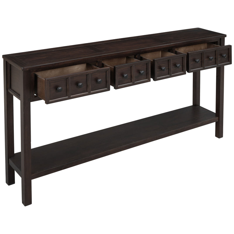 Rustic Entryway Console Table Long Sofa Table With Two Different Size Drawers And Bottom Shelf For Storage