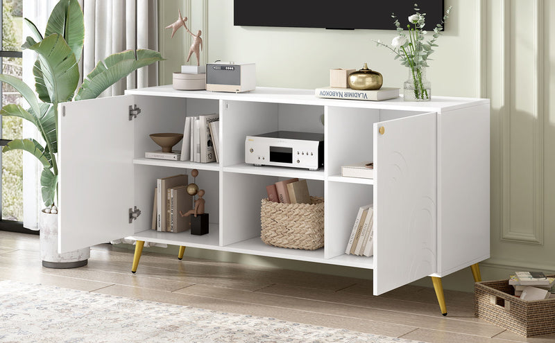 Modern TV Stand With Adjustable Shelf, Handles And Anti-Tip Device