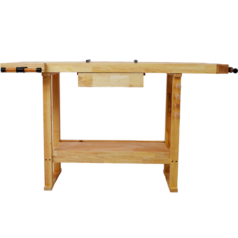 55" Wood Workbench For Garage Workshop And Home - Natural