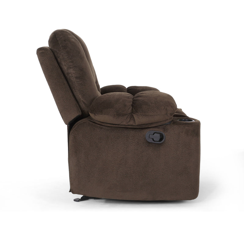 Luxurious Manual Recliner Chair With Skin-Friendly Fabric And Dual Cup Holders