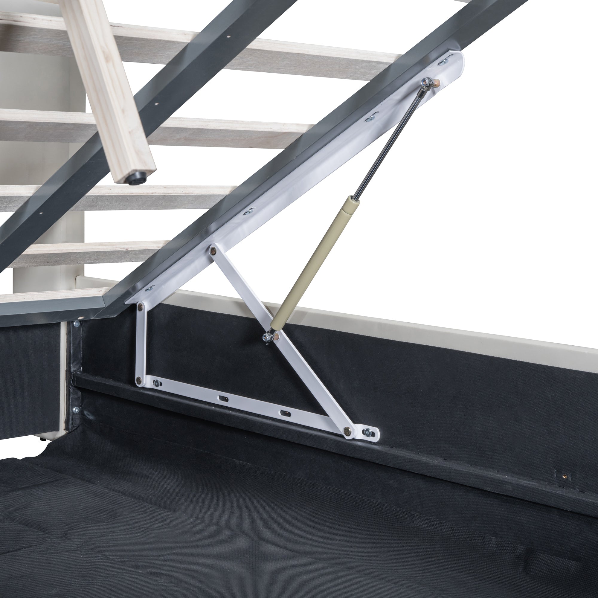 Queen Size & Twin XL Size Upholstered Platform Bed, Mother & Child Bed with Hydraulic Storage System, Drawer Box, Bedhead storage shelf and Two pairs of sockets & USB Ports, PU Leather, Beige