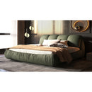 Luxury Upholstered Platform Bed With Oversized Padded Backrest And Solid Wood Frame