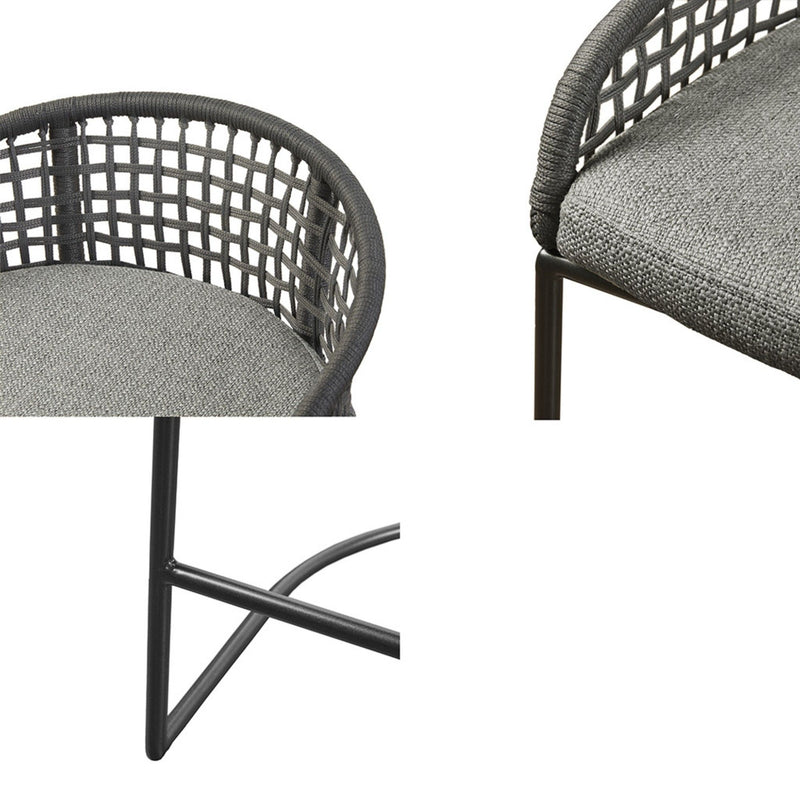 Coastal Woven Counter Stool With Upholstered Seat