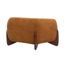 Modern Upholstered Boucle Arm Chair With Tuxedo Design And Triangular Legs