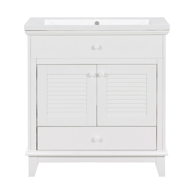 Bathroom Vanity With Sink, Bathroom Cabinet With Two Doors And One Drawer, White