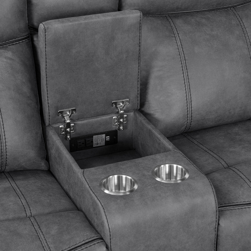 Home Theater Seating Manual Recliner With Cup Holder, Hide - Away Storage, 2 USB Ports And 2 Power Sockets For Living Room, Home Theater