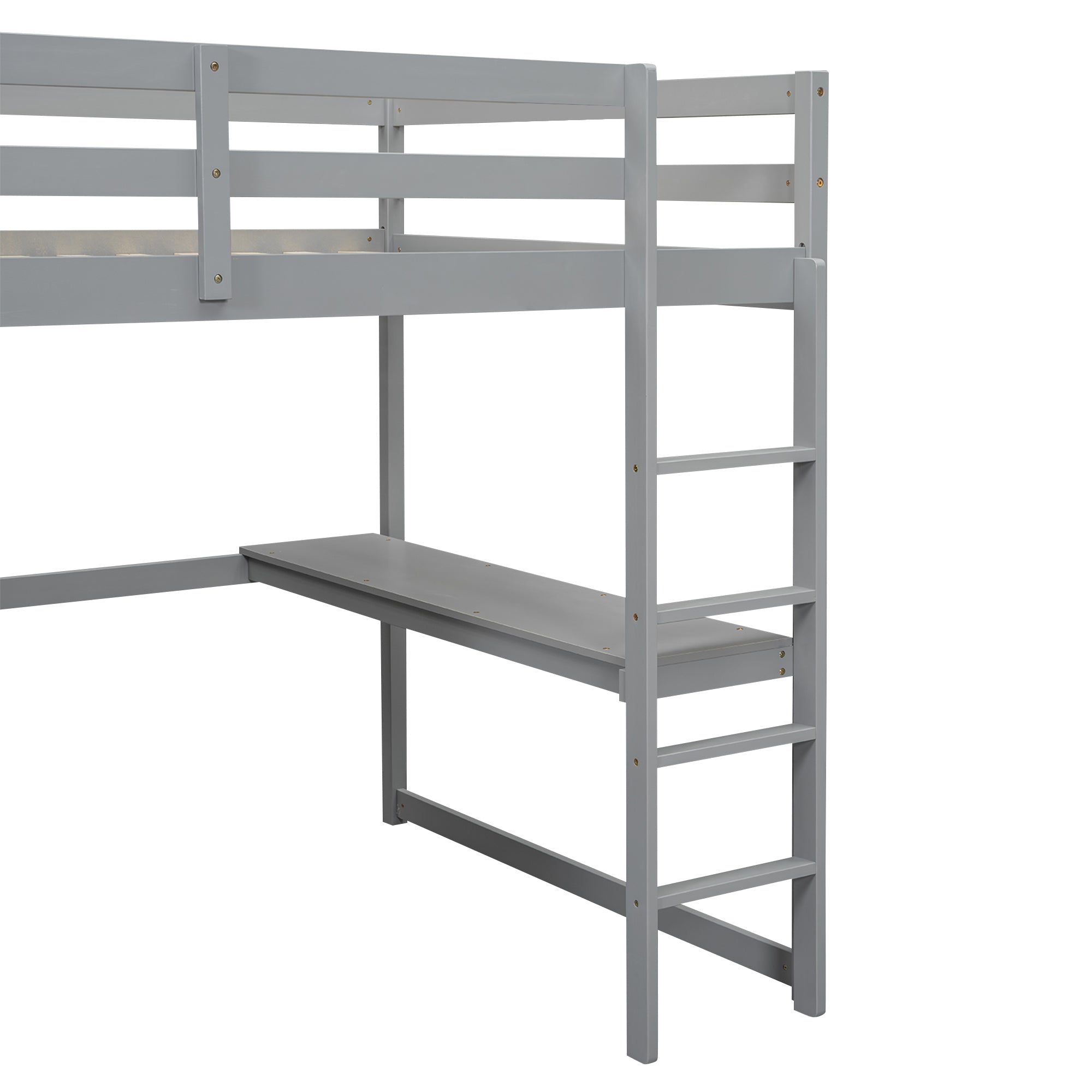 Wood Full Size Loft Bed with Built-in Wardrobe, Desk, Storage Shelves and Drawers, Gray - Atlantic Fine Furniture Melbourne FL
