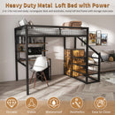 Full Size Loft Bed With Desk & Wardrobe Heavy Frame, Built In Staircase, Storage Rack & Shelves Gaming Bed - Black