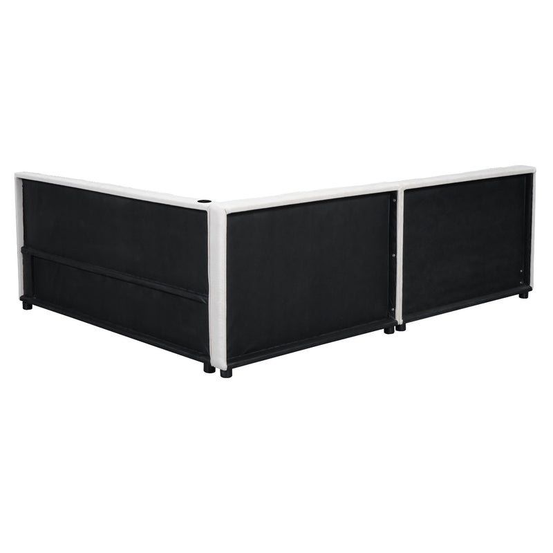 Modern Upholstered Platform Bed With USB Ports And LED Belt