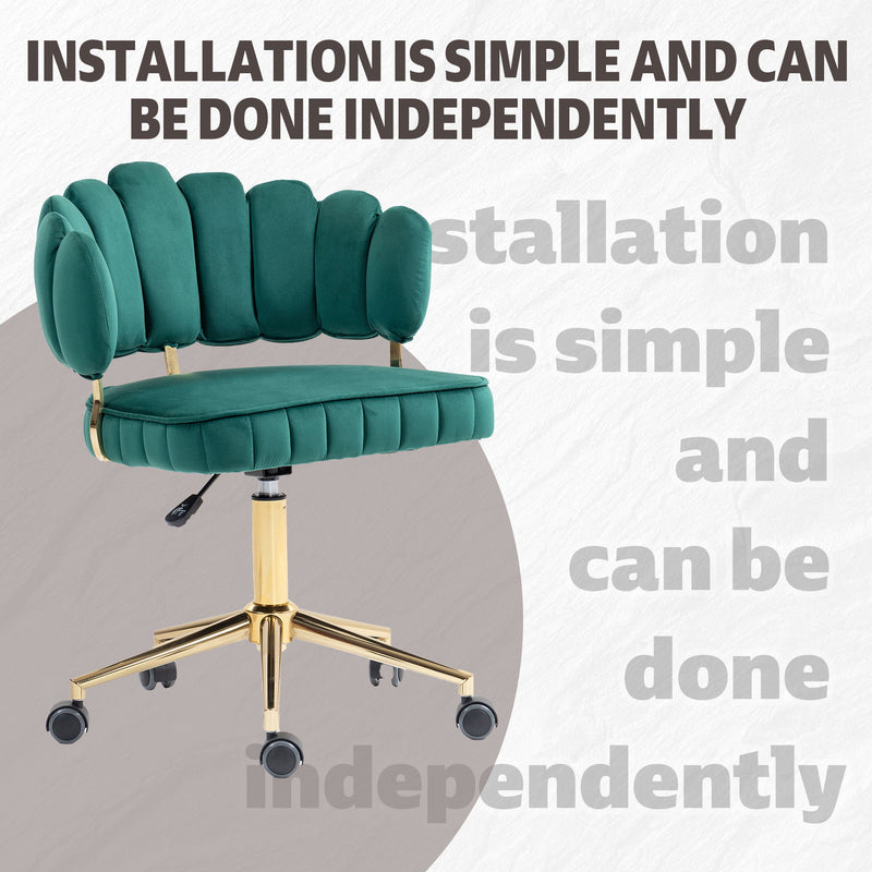 Modern Velvet Home Office Desk Chair With Adjustable Height And Swivel Wheels