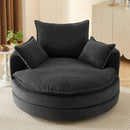 360° Swivel Accent Barrel Chair With Dual Layer Cushion And 3 Removable Pillows