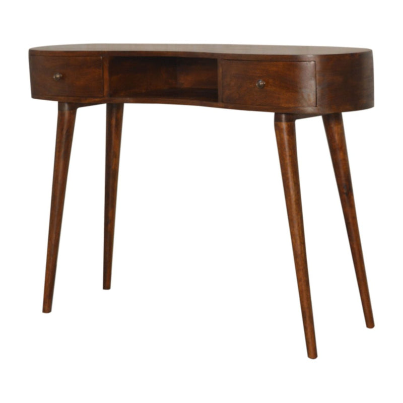 Wave Writing Desk, 2 Drawer - Chestnut