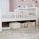 Bed With Headboard Storage Rack, 2 Under Bed Drawers, 3 Side Guardrails For Safety