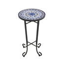 French Country Patio Side Table With Vibrant Tile Top