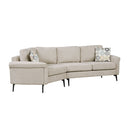 Upholstered 3 Seater Curved Sofa With Printed Pillows Chenille