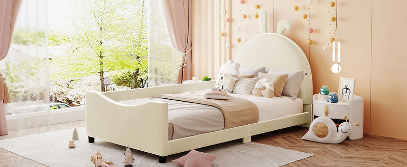 Upholstered Daybed With Rabbit Ear Shaped Headboard