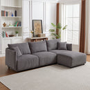 Modern Minimalist Corduroy Combination Sofa With 2 Comfort Cushions With USB & C Charging Ports