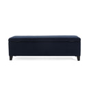 Velvet Storage Bench, Upholstered End Of Bed, Storage Ottoman Benches, Fabric Ottoman Bench With Large Storage Space For Living Room Entryway Bedroom - Dark Blue