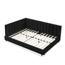 Mid-Century Upholstered Tufted Bed Frame With Backrest And Armrests