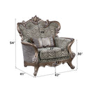Elozzol - Chair With Pillow - Fabric & Antique Bronze Finish - Wood - Atlantic Fine Furniture Inc