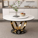 Round Dining Table With 360° Smooth Lazy Susan Stain / Heat - Gold / Black / White