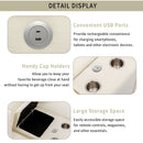 Sectional Sofa Chenille Upholstered Sofa With Two Removable Ottoman, Two USB Ports, Two Cup Holders And Large Storage Box For Living Room