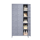 15 Door Lockers With Lock For Storage In Home, Gym, Office, And School - Gray