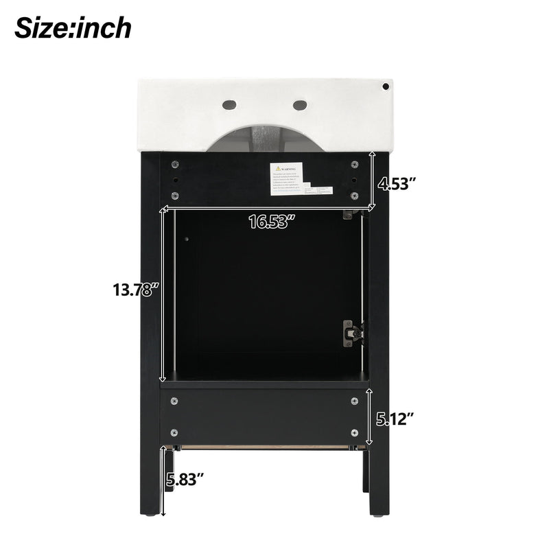 Bathroom Vanity With Sink, Frame And Drawer - Black