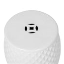 Glazed Ceramic Drum Stool Indoor / Outdoor Side Table Ceramic - White