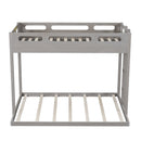 Twin over Full Bunk Bed with Built-in Ladder,Gray
