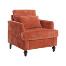 Modern Mid Century Wood Frame Armchair With Tufted Design