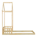 Twin House-shaped Roof Headboard Floor Bed,,(without slats),Natural