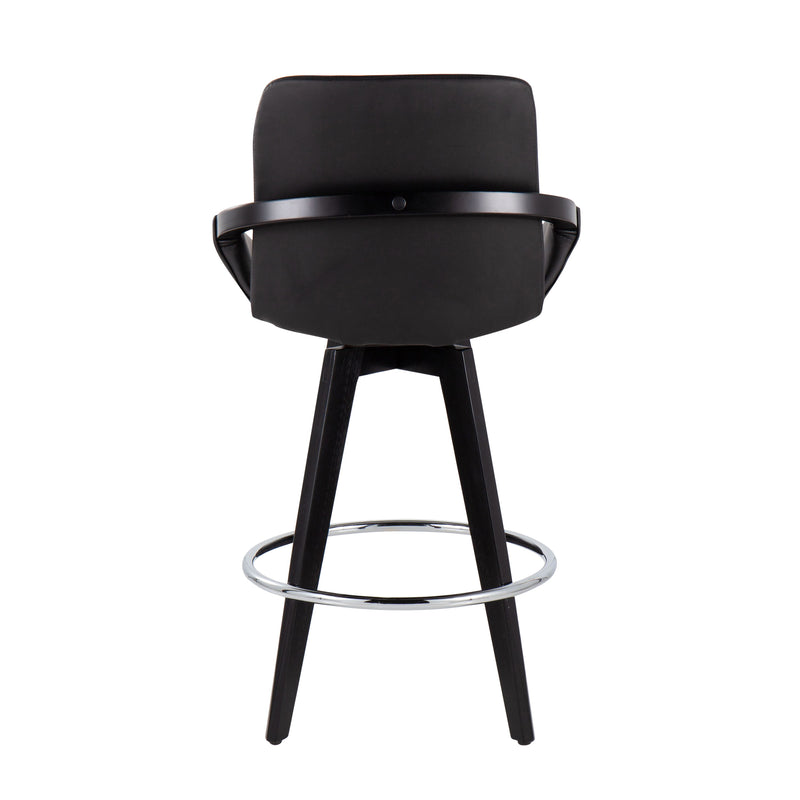 Cosmo - Contemporary Fixed Height Counter Stool With Swivel And Round Footrest (Set of 2)