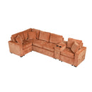 Modular L-Shaped Sectional Sofa Bed With Pull-Out Sleeper, Cup Holders, And Storage