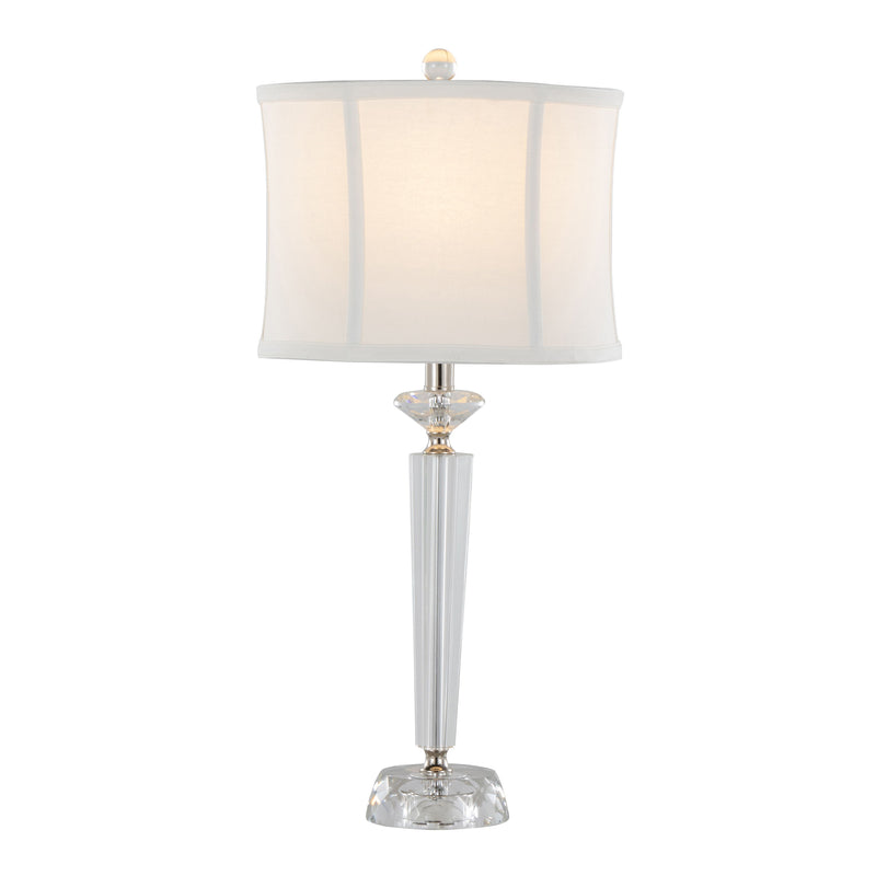 Diamond - Torch Contemporary Crystal Table Lamp (Set of 2) - Clear / Off White / Polished Nickel