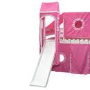 Full Size Loft Bed with Tent and Tower - Pink