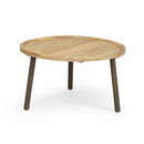 Round Coffee Table With Tray Edge Design - Natural / Black