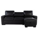 Montero - Sofa With Pull Out Bed, Drop Down Table, USB And Cup Holders, Storage Chaise - Charcoal Black