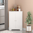 Corner Cabinet With 2 Doors And Adjustable Shelves, Freestanding Narrow Storage Organizer For Bathroom - White