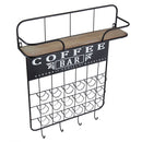 Floating Coffee Bar Shelf With Coffee Pod Holder, Hooks And Storage Shelf - Black