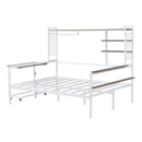 Daybed With Movable Desk, Grid, Shelves And Clothes Hanger