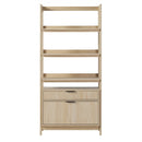 Transitional Wide Reeded Bookshelf With Drawers On Bottom
