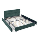 Modern Cushioned Bed Frame With Headboard And Drawers