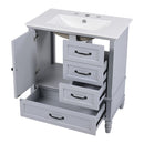 30" Bathroom Vanity With Sink, Bathroom Cabinet With A Door, 3 Drawers Legs, Adiustable Foot Pads - Gray
