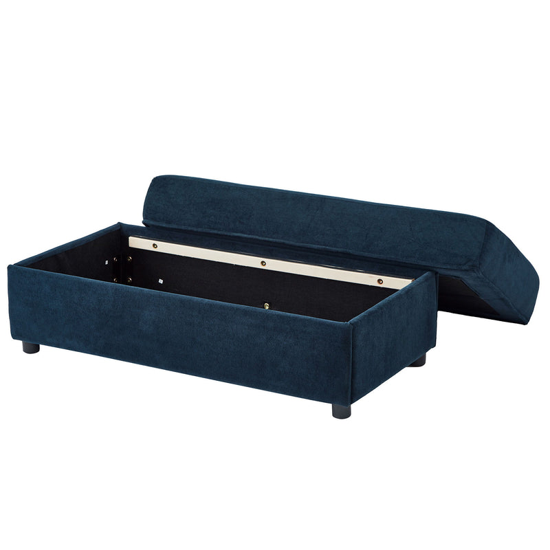 Modern Style Armchair Chaise Lounge Sofa Couch With Movable Storage Ottoman, USB Ports, Cup Holders, Phone Holder, Side Pockets