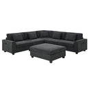 U Shaped Sectional Sofa 6 Seat Couch Set With Oversized Ottoman, Hidden Armrest Storage And Cup Holders USB Charging Ports Wide Seat Sofa
