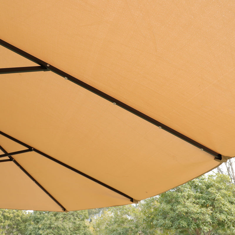 Double- Sided Outdoor Market Umbrella With Lights And Base
